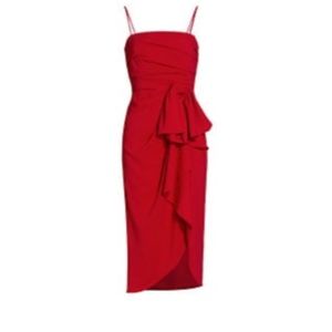 ML Monique Lhuillier Bow Drape Midi Dress